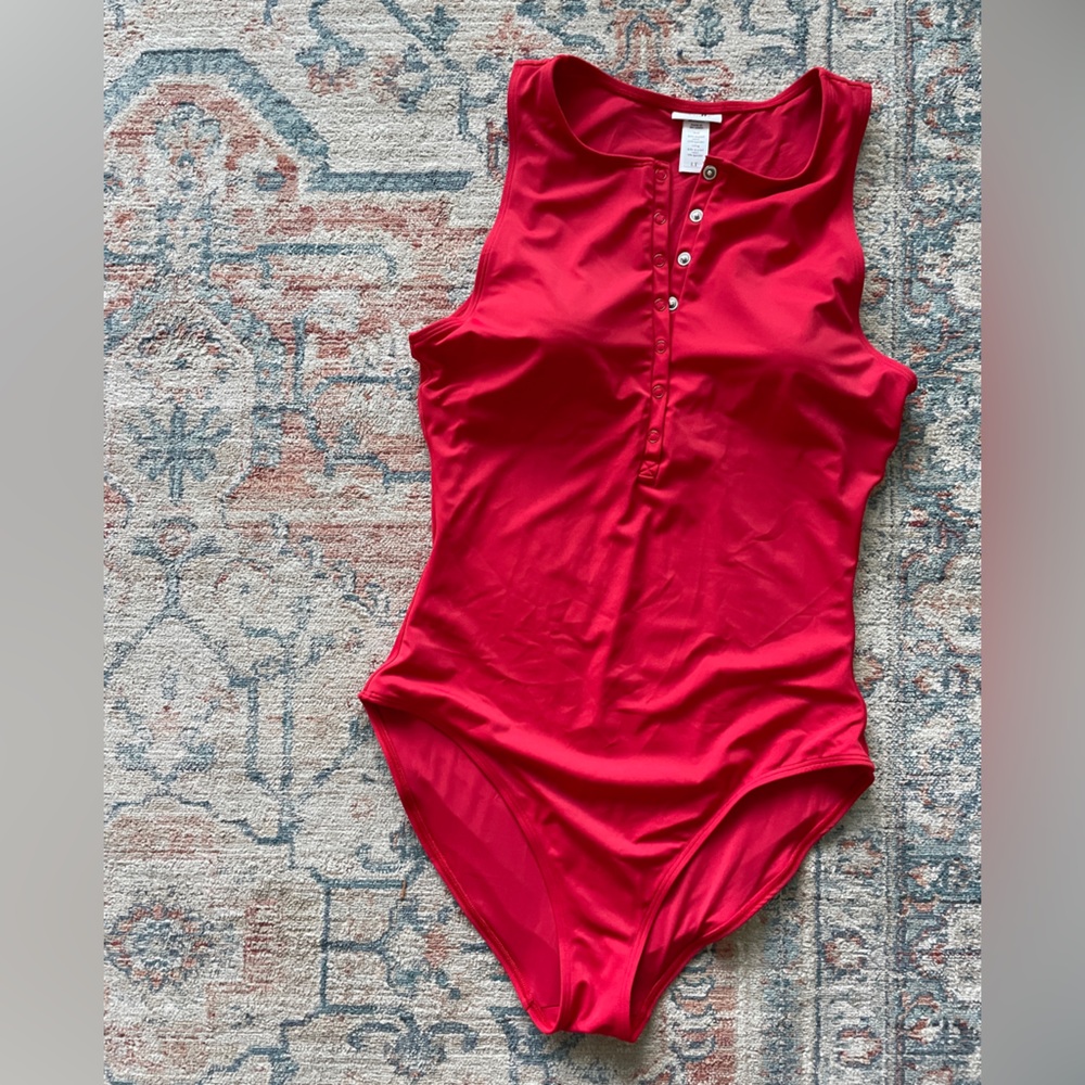 Andie The Malibu One Piece Cherry Red Classic One Piece size Large Long Torso